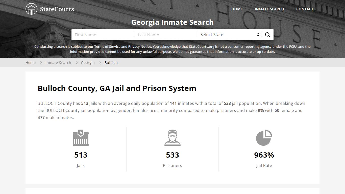 Bulloch County, GA Inmate Search - StateCourts